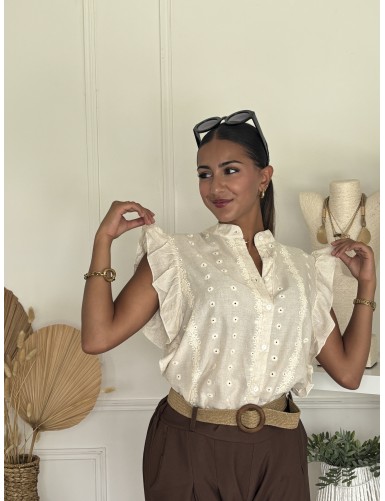 Blouse sans manche brodée...