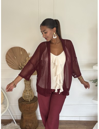Gilet résille Lolita bordeaux