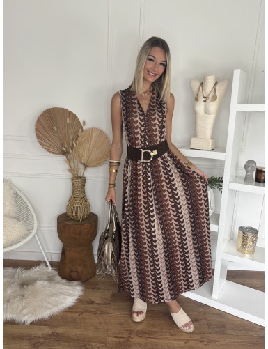 Robe longue imprimé Mila choco
