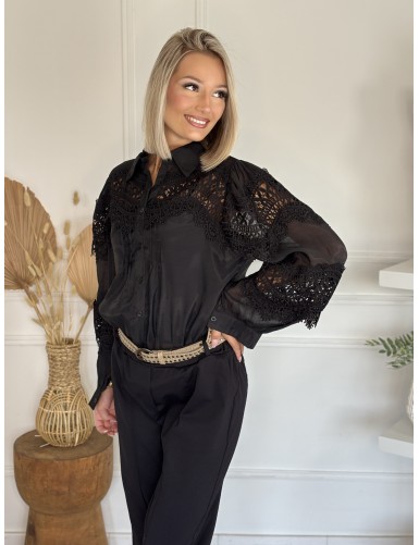 Chemisier brodée noir CLARA