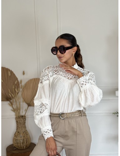 Blouse en dentelles blanc...