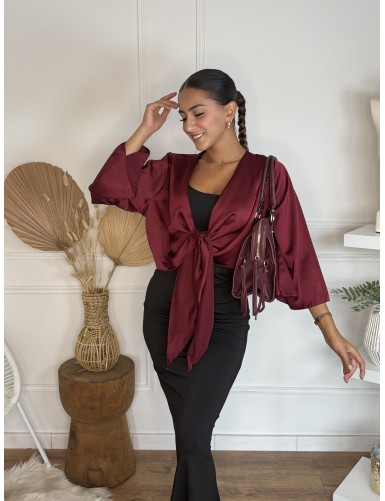 Gilet satiné bordeaux DIVA