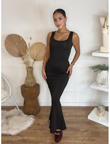 Robe longue côtelé noir LOLA