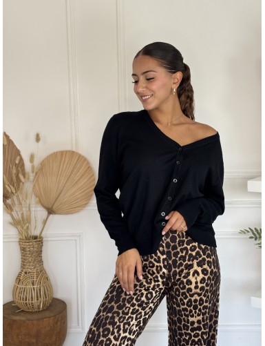 Gilet fines maille noir GAELLE