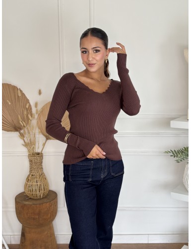 Pull en fines maille choco...