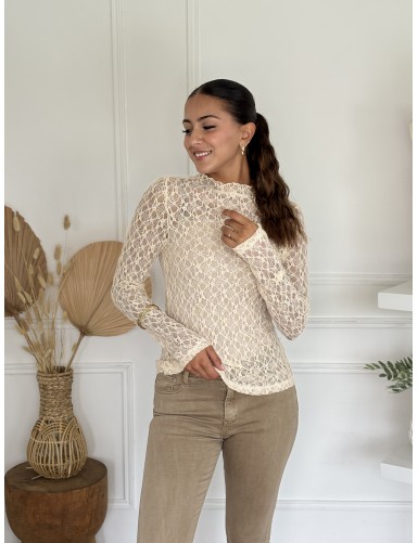 Top ajouré beige DONA