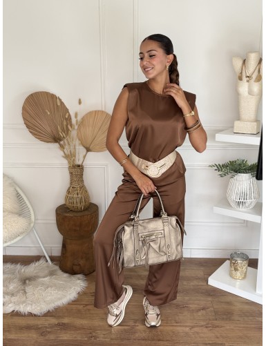 Ensemble effet satiné choco...