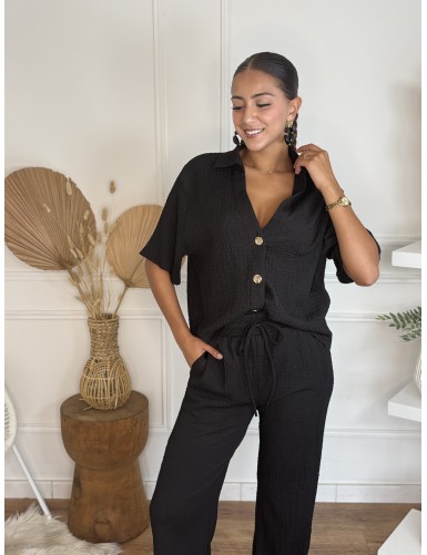Ensemble côtelé noir NOLWEN