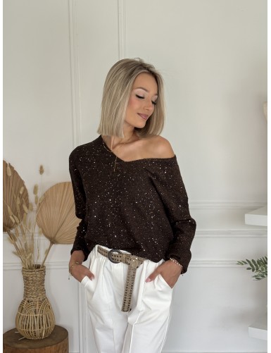 Pull pailleté choco SOLANGE