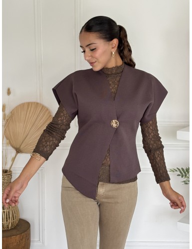 Gilet asymétrique choco AXELLE