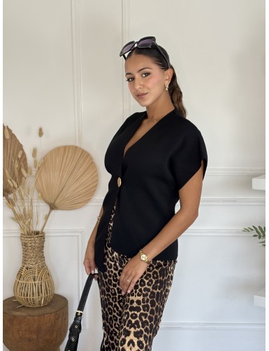 Gilet asymétrique noir AXELLE