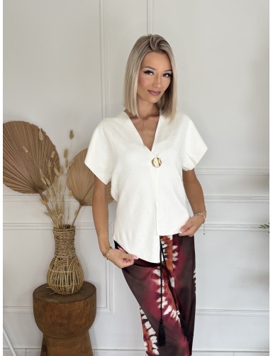 Gilet asymétrique blanc AXELLE