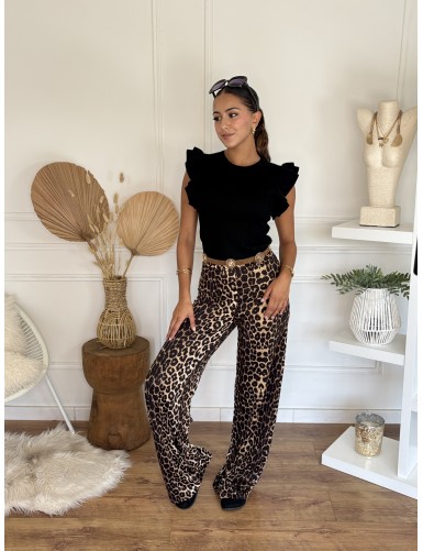 Pantalon extensible léopard...
