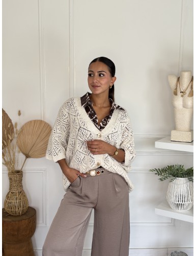 Gilet maille crochet ajouré...