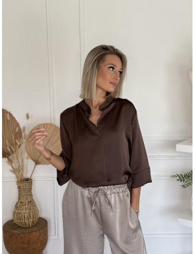 Blouse satiné choco Judith