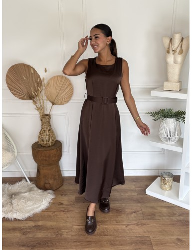 Robe longue satiné choco...