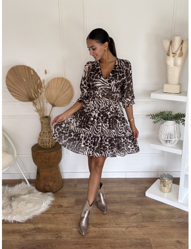 Robe courte imprimée choco...