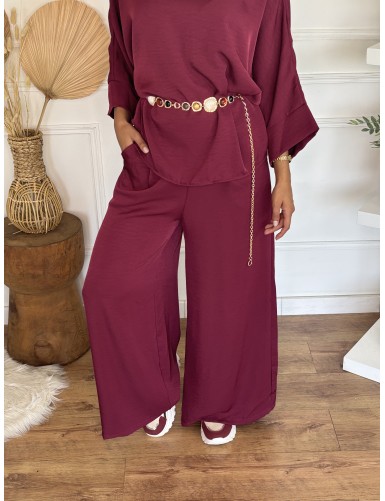 Pantalon large bordeaux Yanina