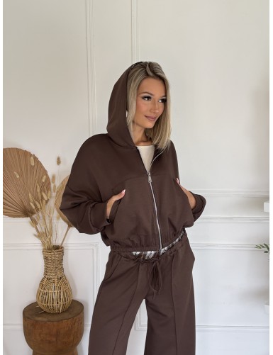 Gilet zippé à capuche choco...