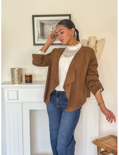 Gilet fluide suédine camel...