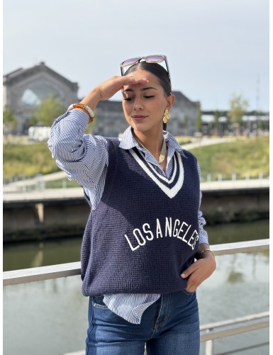Chemisier rayée + pull sans...