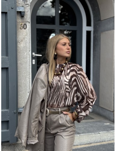 Blouse col montant plissé...