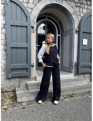 Pantalon large à rayure...