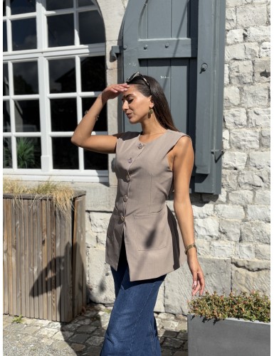 Gilet long sans manches...