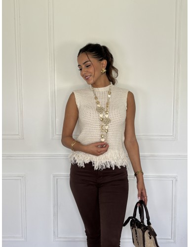 Pull sans manche femme avec...