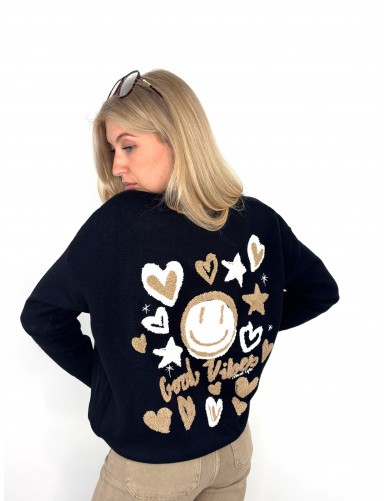 Pull smiley brodée "Good...