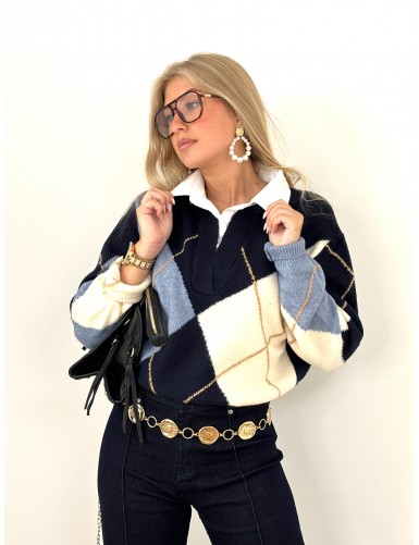 Pull à motif argyle avec...