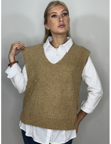 Pull sans manches à sequins...