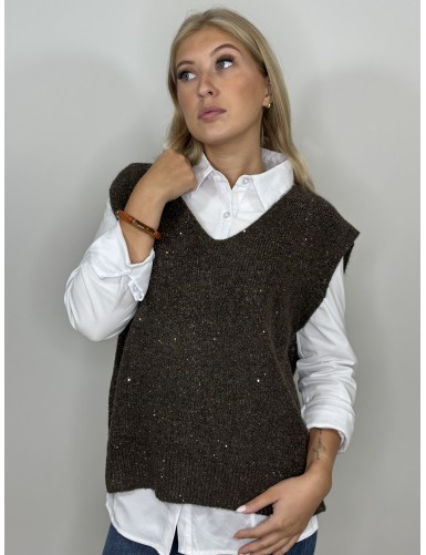 Pull sans manches à sequins...