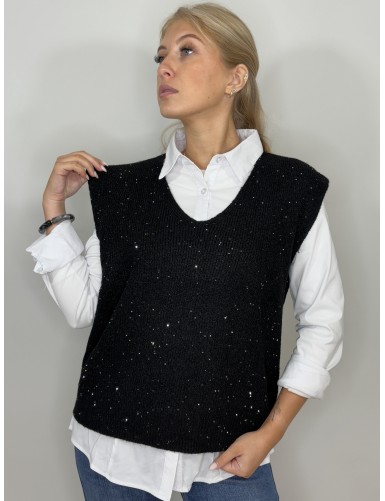 Pull sans manches à sequins...