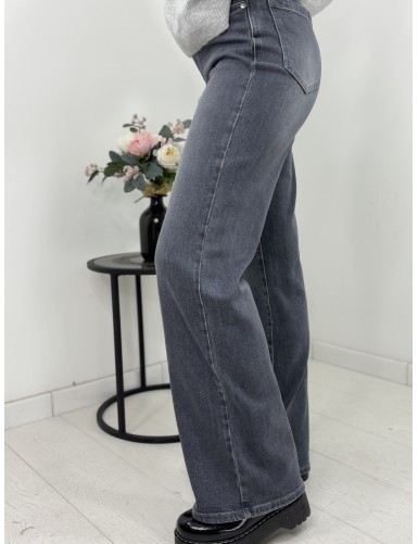 Pantalon large droit gris...