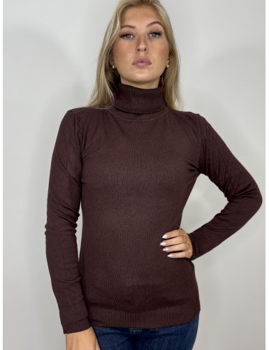 Pull col roulé choco Inès