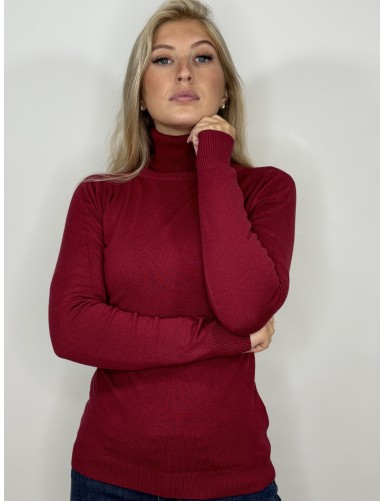 Pull col roulé bordeaux Inès
