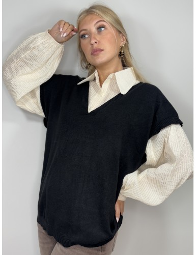 Pull sans manches col v...