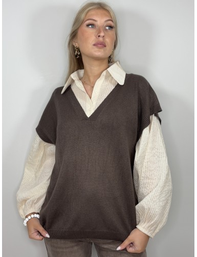 Pull sans manches col v...
