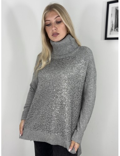 Pull long à sequins col...
