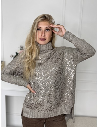 Pull long à sequins col...