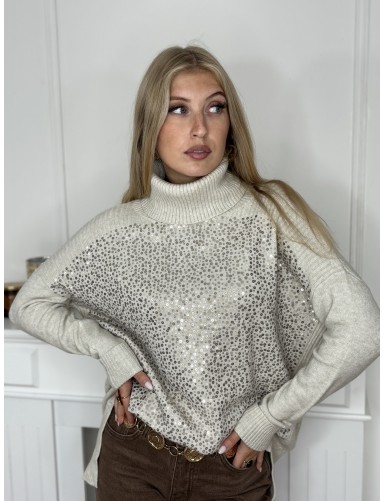 Pull long à sequins col...