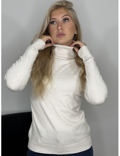 Pull col roulé beige Inès