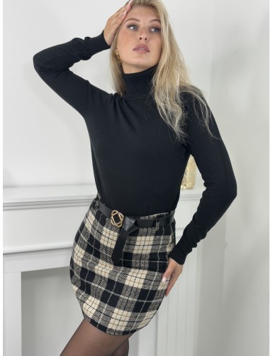 Pull col roulé noir Inès