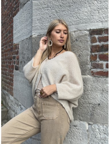 Gilet ajouré beige DENISE