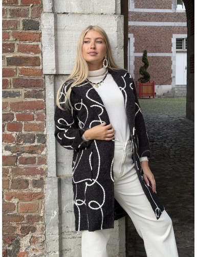 Veste à motifs longue noire...