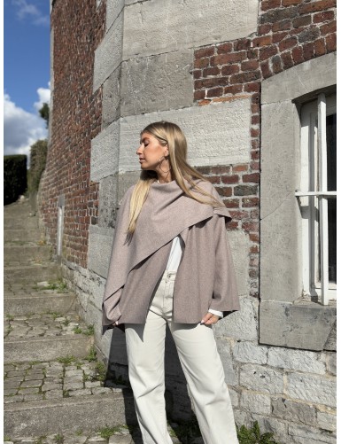 Veste style poncho taupe...