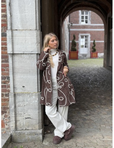 Veste à motifs longue choco...