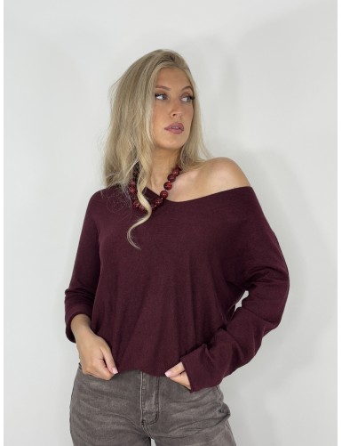 Pull col v ample bordeaux...
