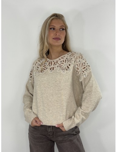 Pull avec motif beige Catarina